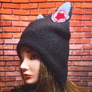 👒 Rebecca Bonbon Fleece-Lined Kitty Ear Hat w/ Crochet Accents — Black — Sm / B